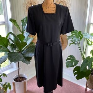 Vintage Henry Lee Petites Black Belted Dress Sz 14P